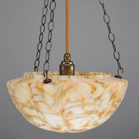 1920s-1930s sculptured flycatcher glass bowl ceiling light