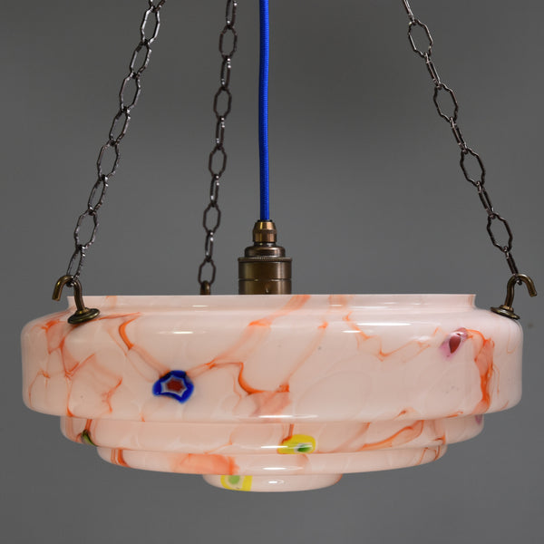 Mid-Century Modern flycatcher glass bowl ceiling light with avant-garde marbling