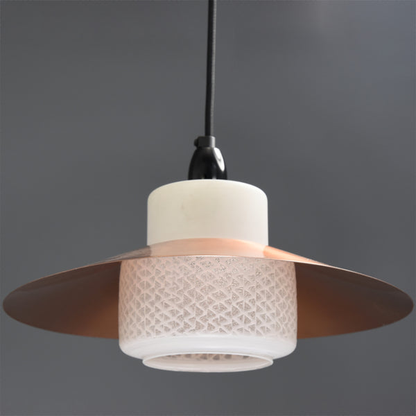 1960s Mid-Century Modern copper coolie pendant shade