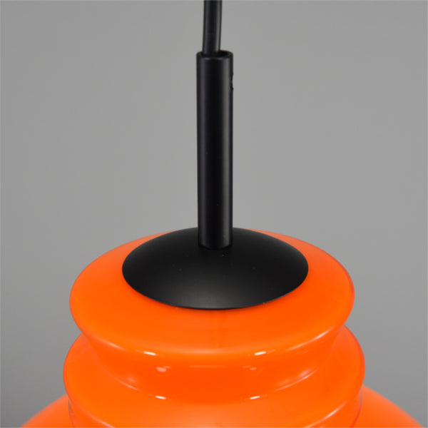 Danish Mid-Century Modern orange cased glass ceiling light