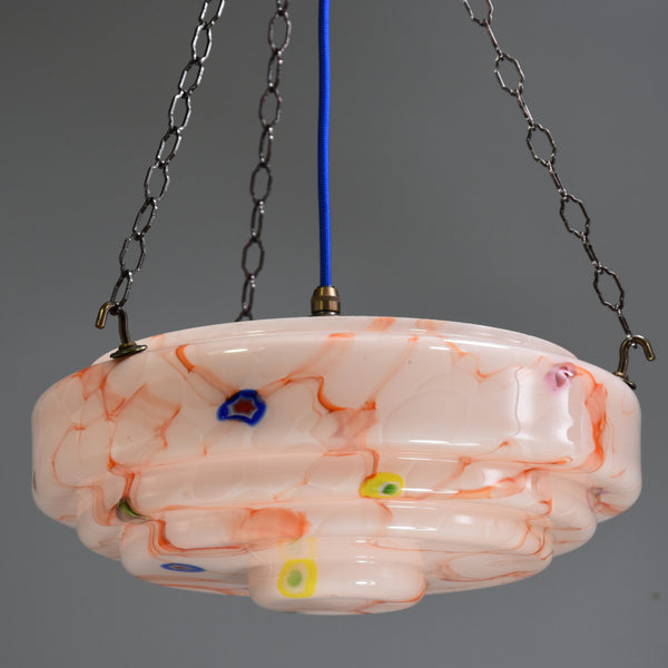 Mid-Century Modern flycatcher glass bowl ceiling light with avant-garde marbling