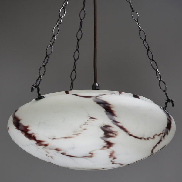 flycatcher glass bowl ceiling light with jagged brown and burgundy marbling