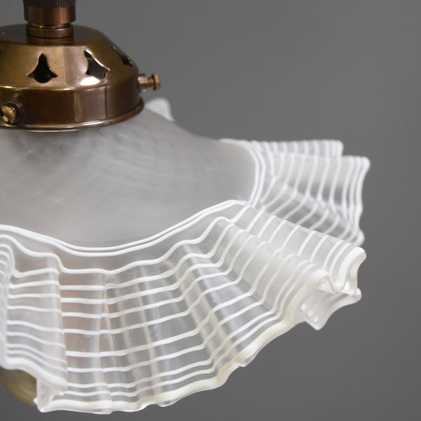 French farmhouse style 1950s frosted glass coolie pendant light shade