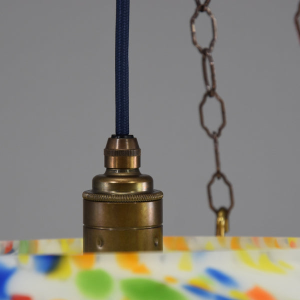 Large flycatcher glass bowl ceiling light with multi-colour marbling