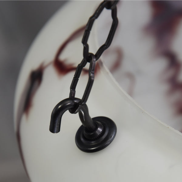 flycatcher glass bowl ceiling light with jagged brown and burgundy marbling