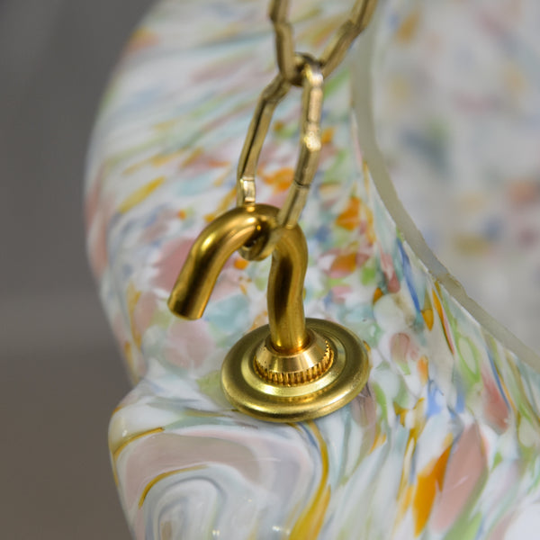 Art Deco flycatcher glass bowl ceiling light with multi-colour marbled design