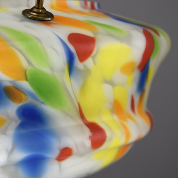 Large flycatcher glass bowl ceiling light with multi-colour marbling