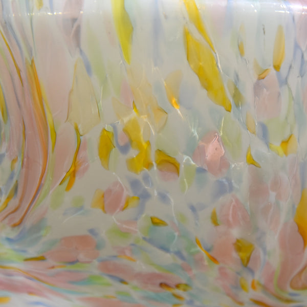 Art Deco flycatcher glass bowl ceiling light with multi-colour marbled design