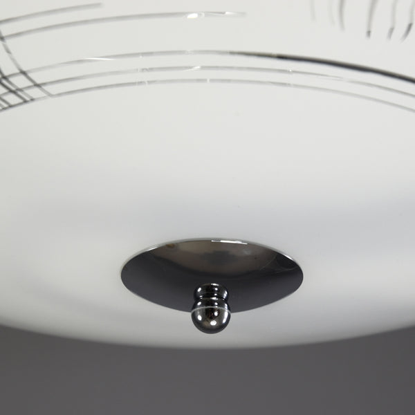 Mid-Century semi-flush shallow bowl clear glass ceiling light