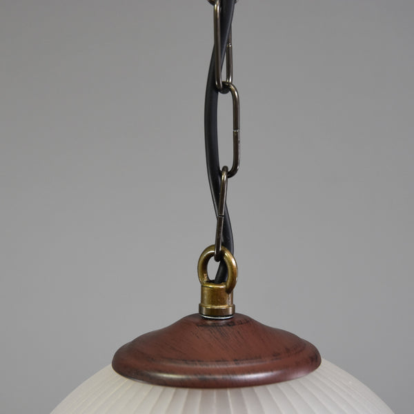 Beautiful French wavy edged opaque glass pendant light