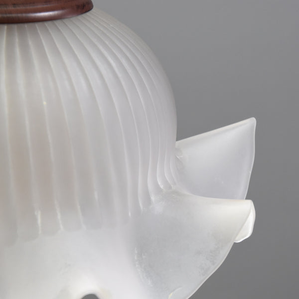 Beautiful French wavy edged opaque glass pendant light