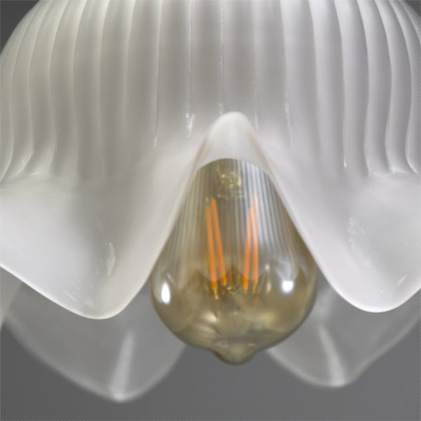 Beautiful French wavy edged opaque glass pendant light