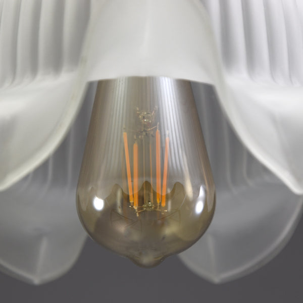 French wavy edged opaque glass pendant light