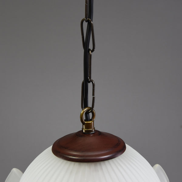 French wavy edged opaque glass pendant light