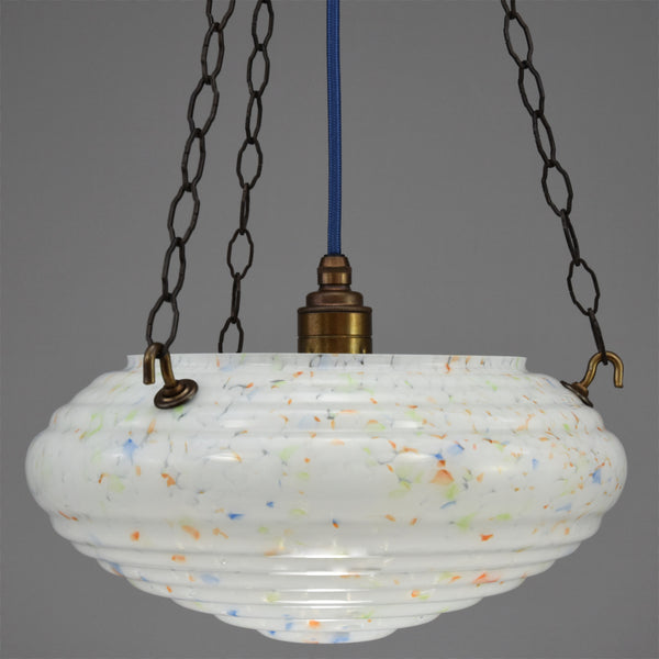 1950s white, orange, green and blue flakestone flycatcher