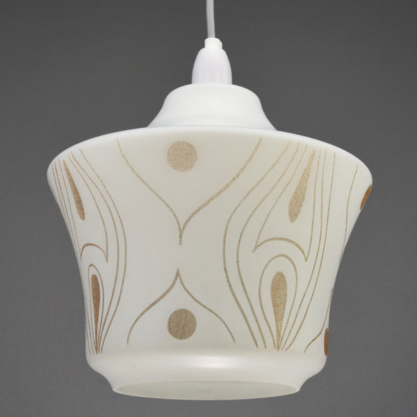 1950s Large white glass ceiling light