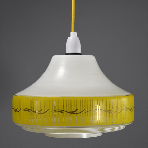 1960s white and clear glass Mid-Century ceiling light