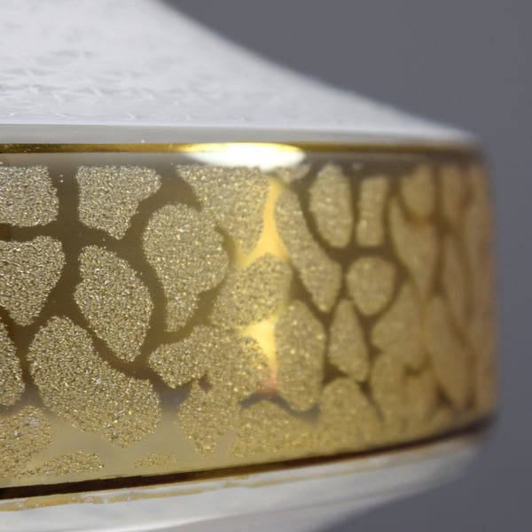 1960s-1970s Clear glass pendant light with gold frosted patterning