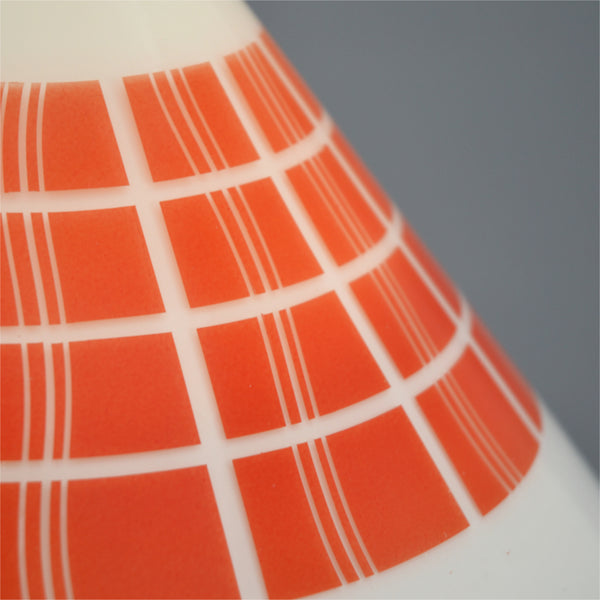 White glass pendant light with red pattern