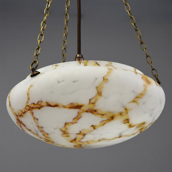 1920s-1940s flycatcher ceiling light with fantastic orange and brown marbling