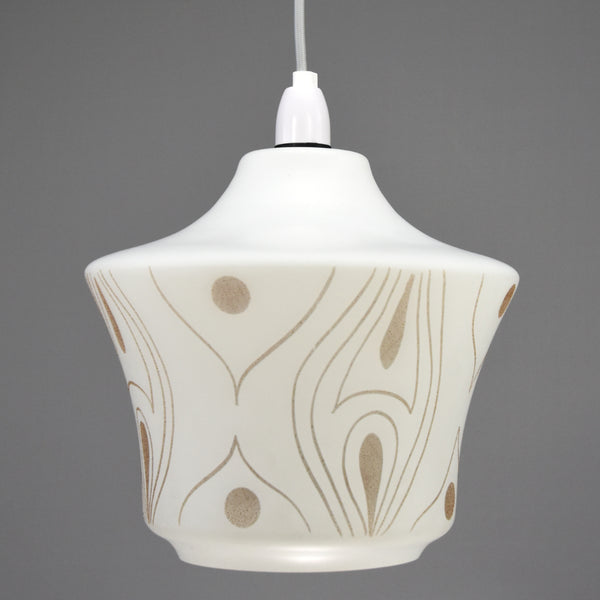 1950s Large white glass ceiling light