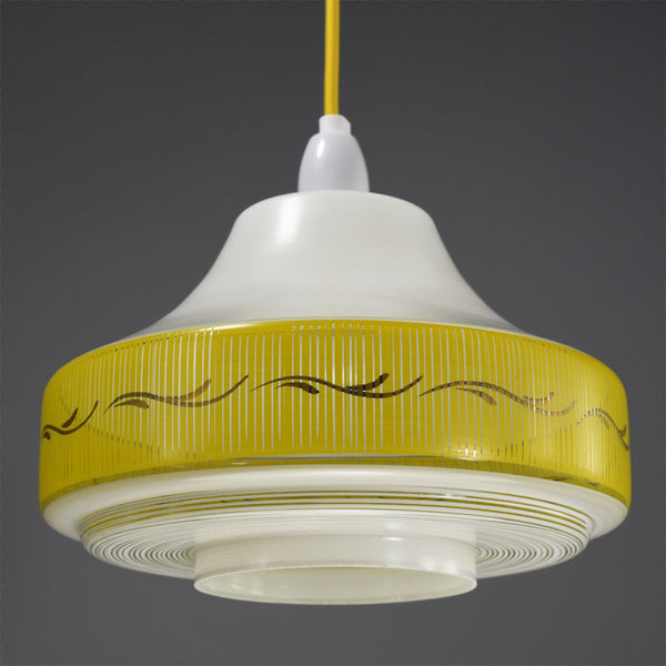 1960s white and clear glass Mid-Century ceiling light