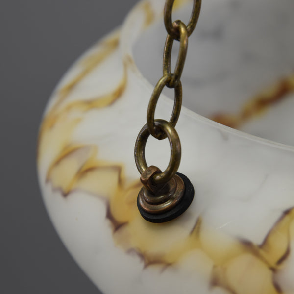1920s-1940s flycatcher ceiling light with fantastic orange and brown marbling