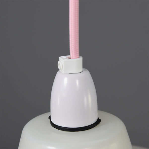 Mid Century Modern White glass shade with pink swirl pattern