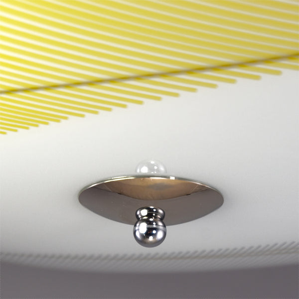 A pair of 1950s-1960s Napako Mid-Century Modern semi-flush/fixed ceiling lights with swirling gold lines