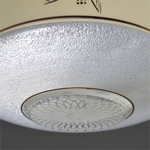 Art Deco Flycatcher/Plafonnier glass bowl ceiling light with cream sides and black and gold decoration