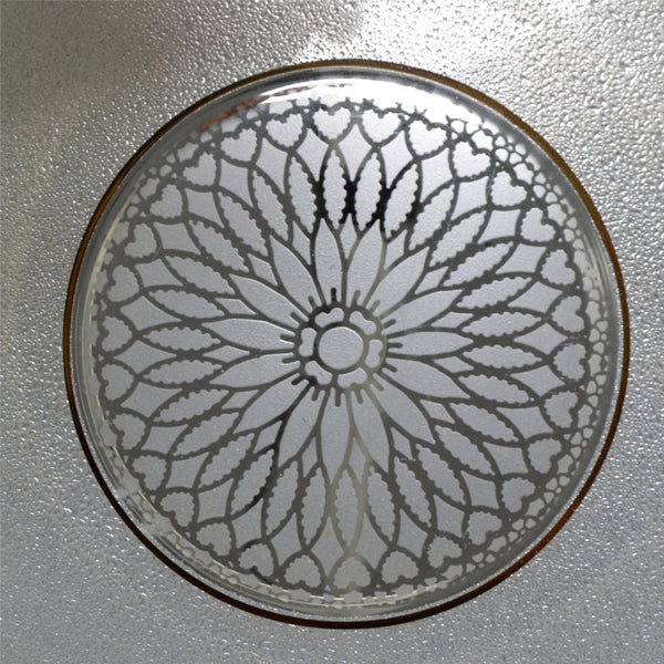 Art Deco Flycatcher/Plafonnier glass bowl ceiling light with cream sides and black and gold decoration