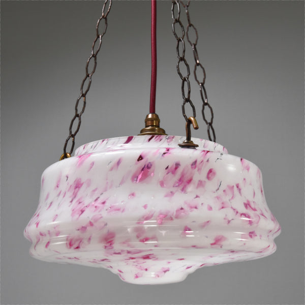 Art Deco white glass and deep purple marbled flycatcher