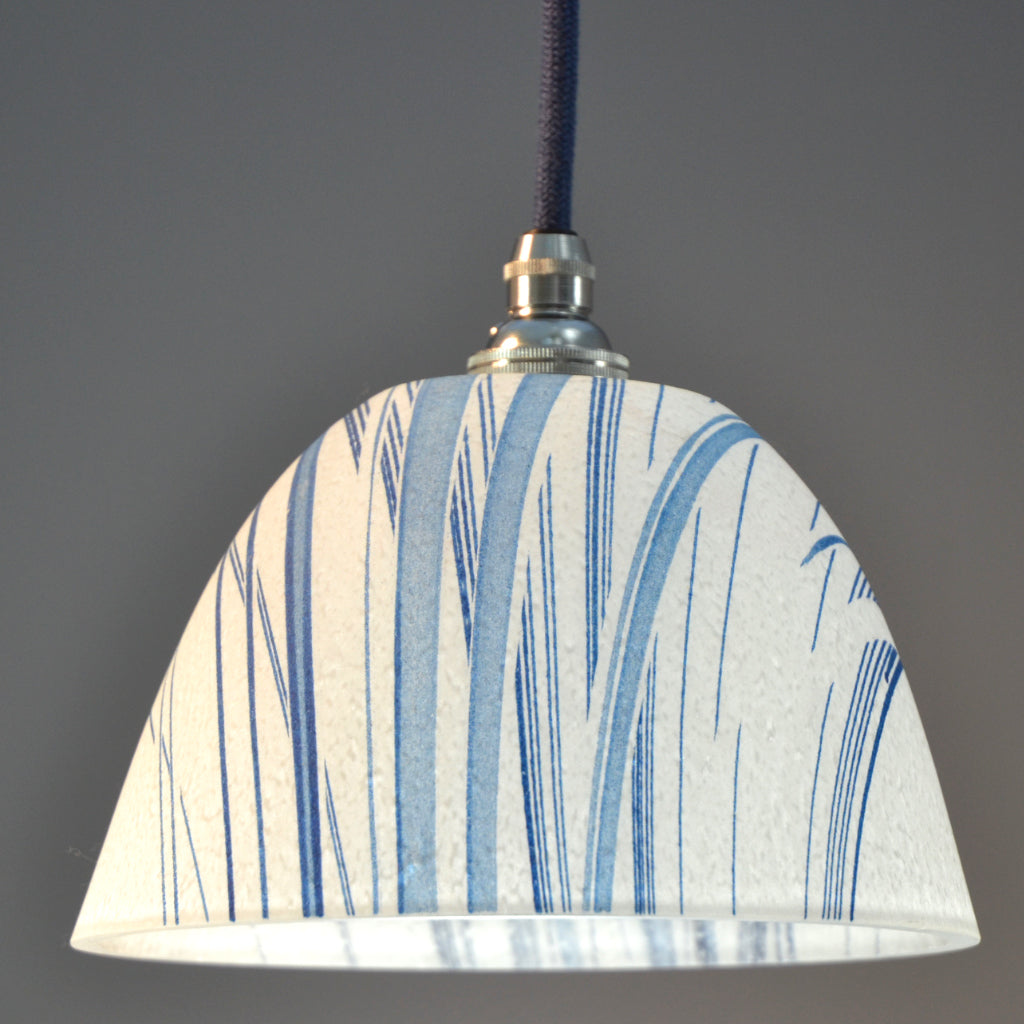 Landlines Pate de verre' glass pendant/ceiling white and blue