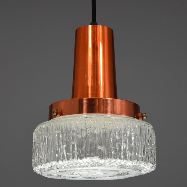 Mid-Century Modern faceted glass & copper ceiling pendant lights