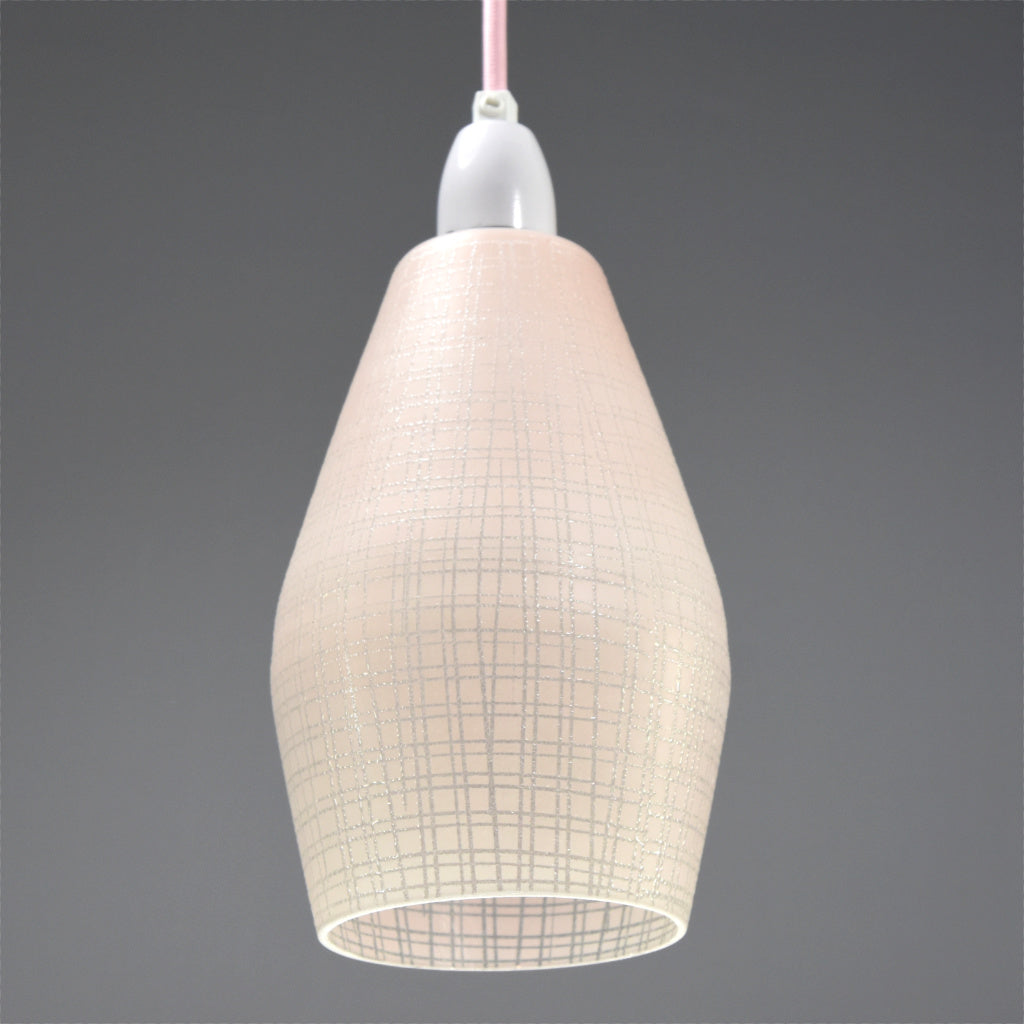 Small pink frosted opaque glass vintage 1950s pendant light shade