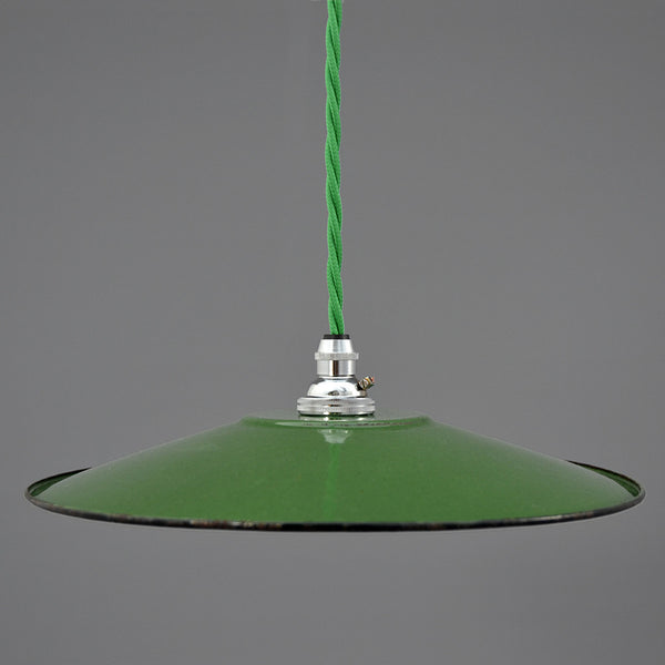 Vintage French light green enamel coolie pendant light