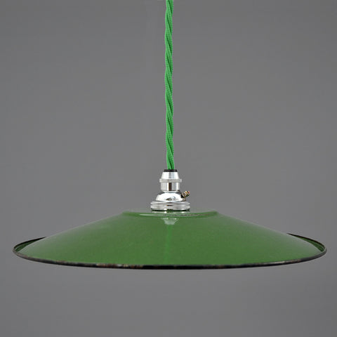 Vintage French light green enamel coolie pendant light