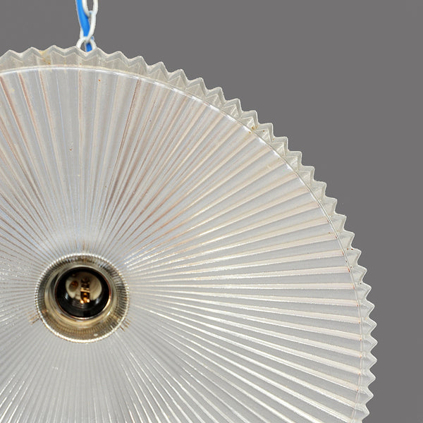 1950s/1960s Holophane prismatic glass pendant light