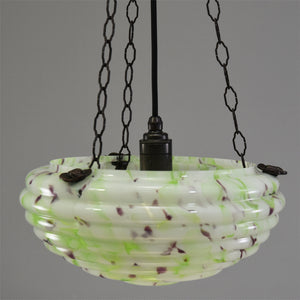 1940s-1950s flycatcher ceiling light with green and purple marbling