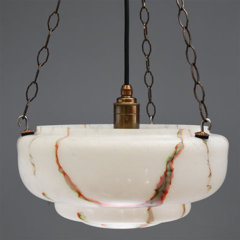1920s-1940s Flycatcher ceiling light with red and green marbling