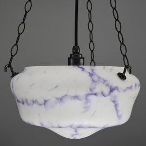 1920s-1940s flycatcher glass bowl ceiling light with purple marbling