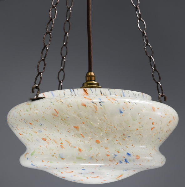 1940s-1950s Flakestone white glass flycatcher ceiling light