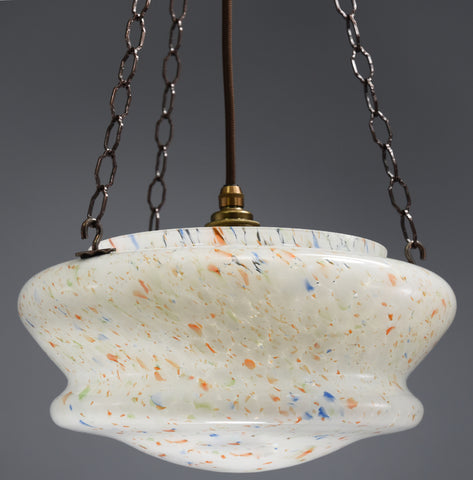 1940s-1950s Flakestone white glass flycatcher ceiling light