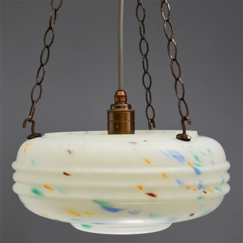 1940s-1950s flycatcher ceiling light with multi-colour flecks