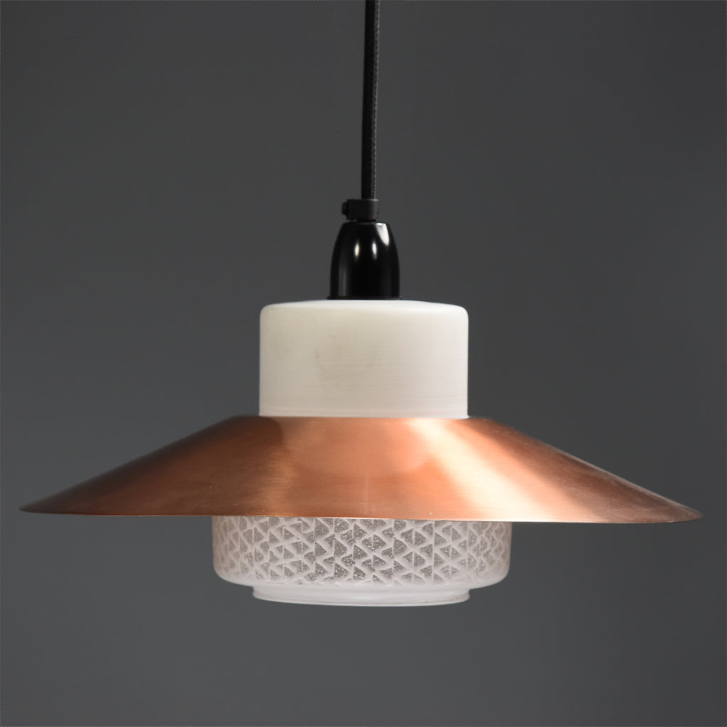 1960s Mid-Century Modern copper coolie pendant shade 