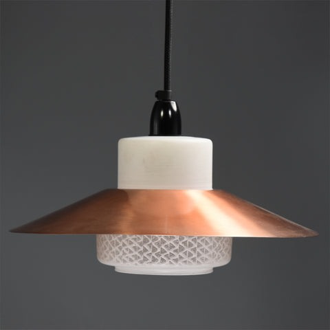 1960s Mid-Century Modern copper coolie pendant shade 