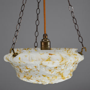 Art deco 1920s plafonnier sculptured festoon design glass bowl ceiling light