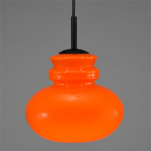 Danish Mid-Century Modern orange cased glass ceiling light