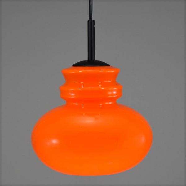 Danish Mid-Century Modern orange cased glass ceiling light