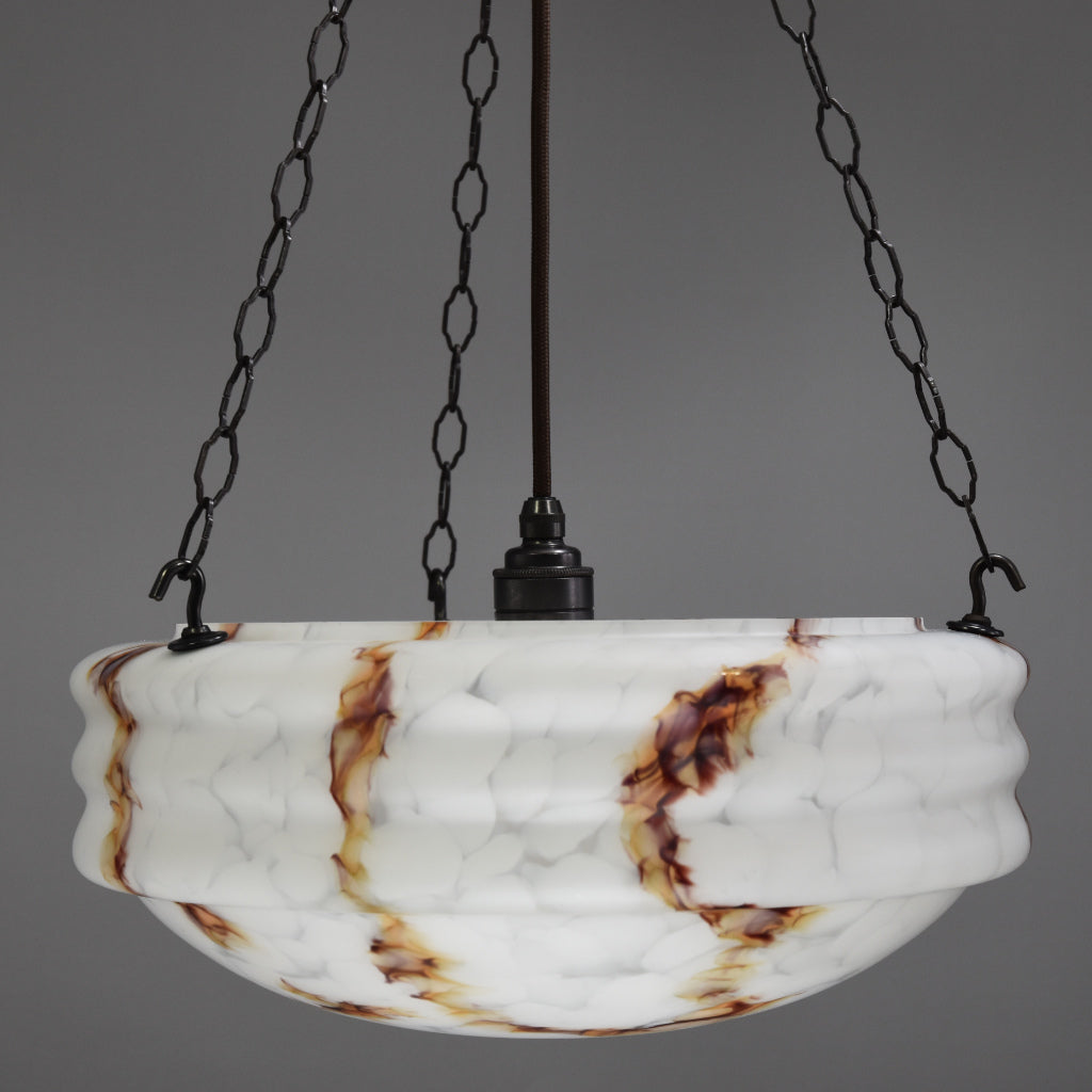 Extra large 1920s-1950s flycatcher/Plafonnier glass bowl ceiling light